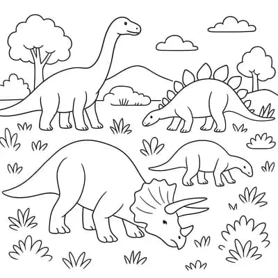 Grazende Dinos Kleurplaat