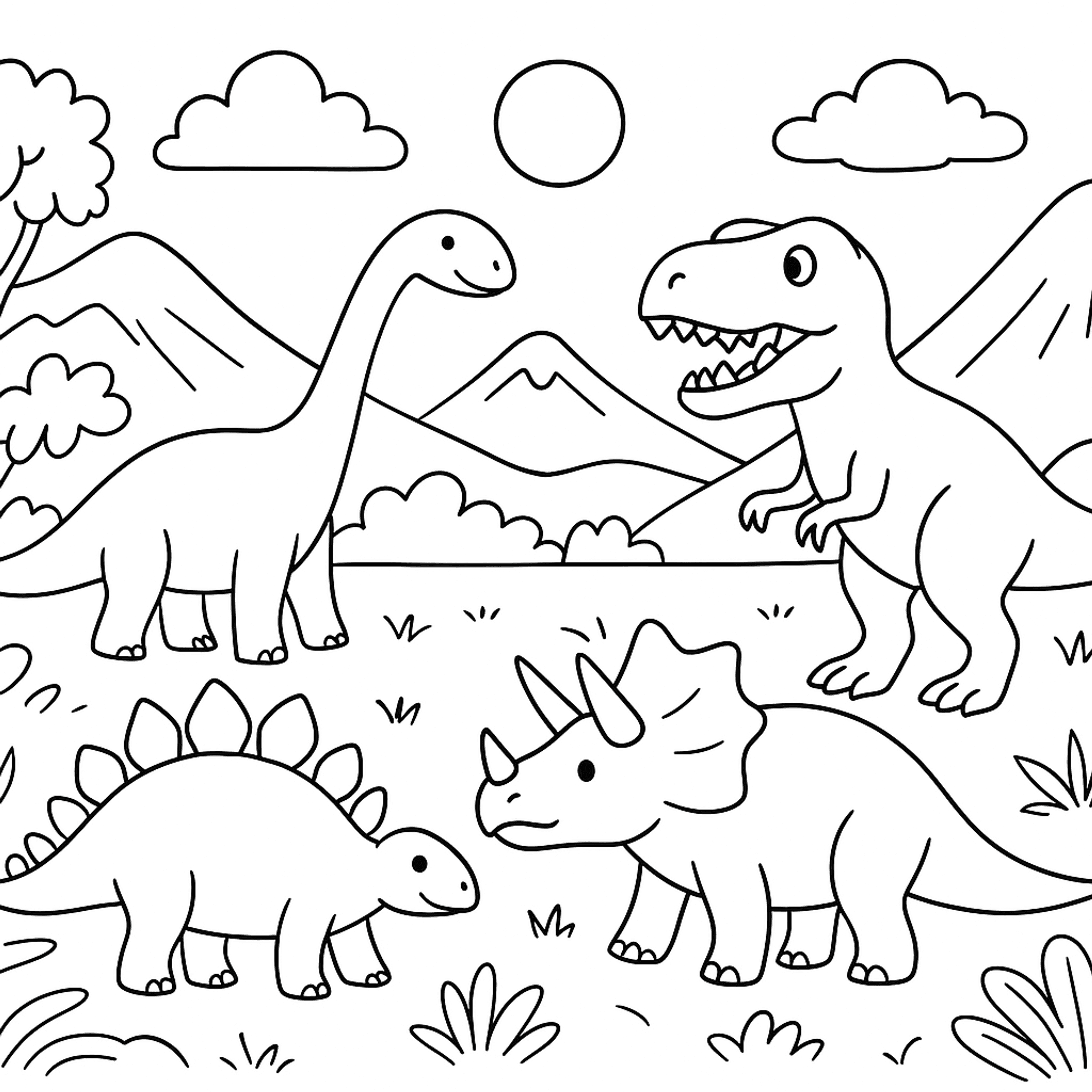 Prehistorisch Landschap Kleurplaat