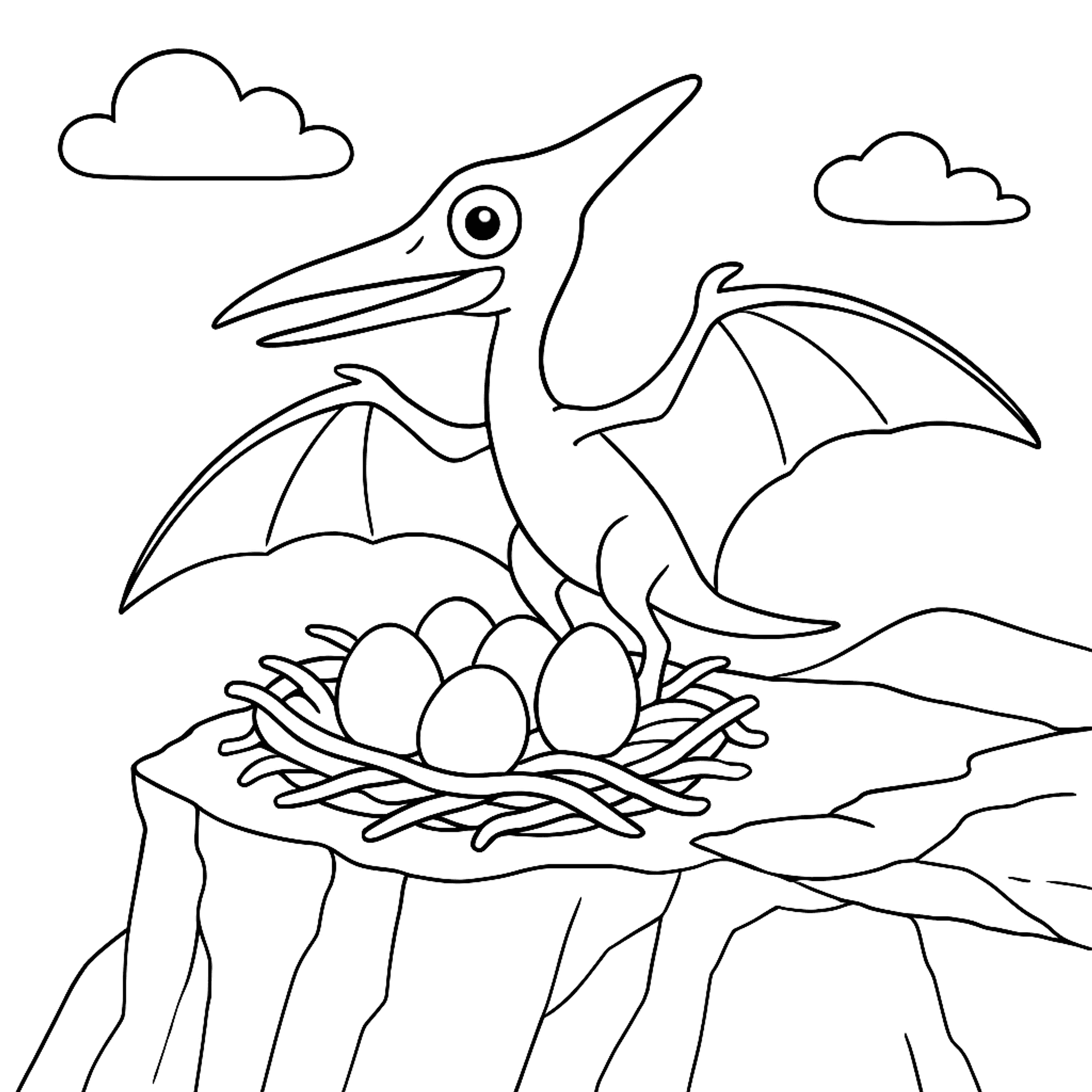 Pterodactyl Nest High Kleurplaat
