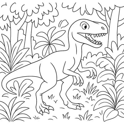 Raptor in Jungle Kleurplaat
