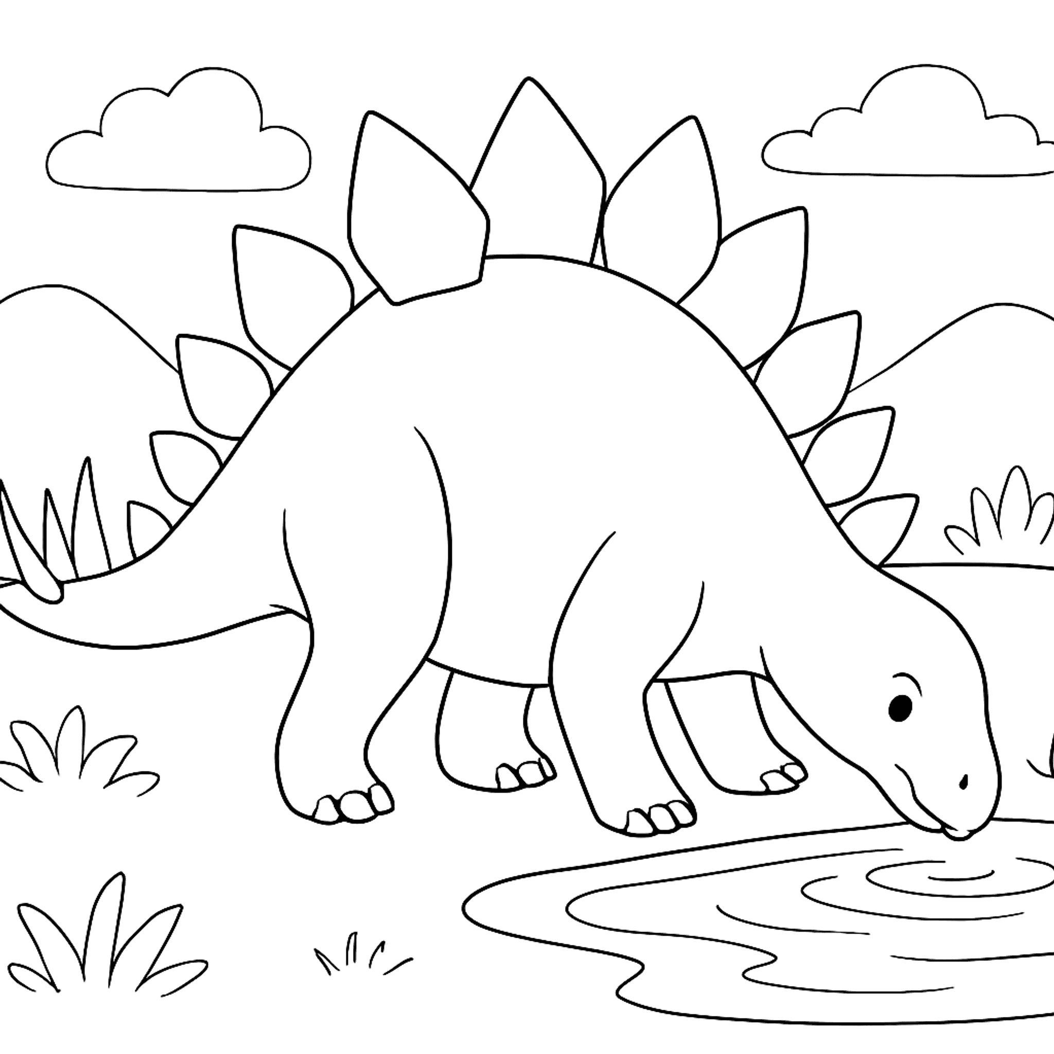 Drinkende Stegosaurus Kleurplaat