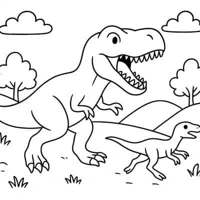 Jagende T-Rex Kleurplaat