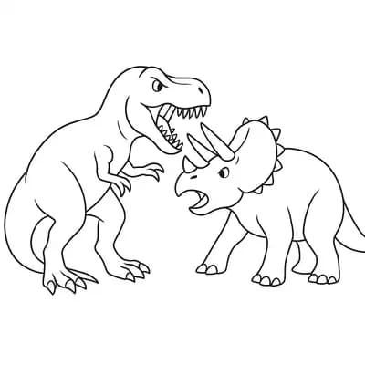 Vechtende Dinos Kleurplaat