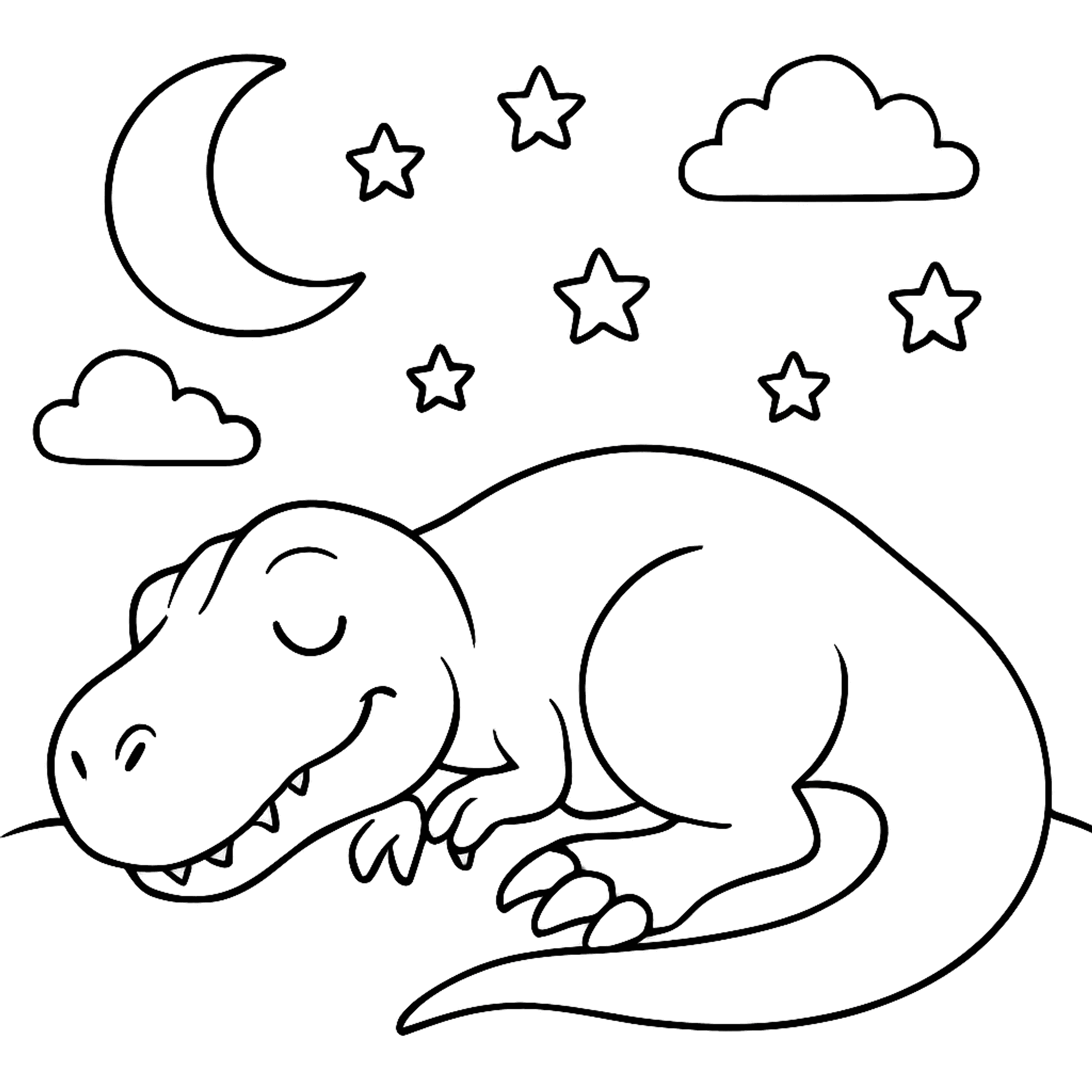 Tyrannosaurus Sleeping Peaceful Kleurplaat