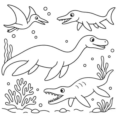 Prehistorische Zeedieren Kleurplaat