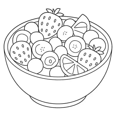 Fruitsalade Kleurplaat