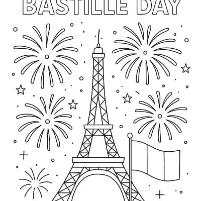 Bastille Day Fireworks Kleurplaat