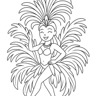 Carnival Rio Dancers Kleurplaat