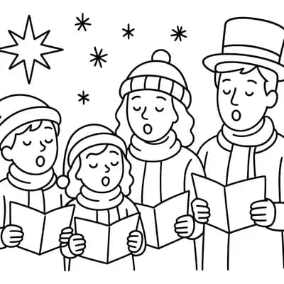 Kerstzangers Kleurplaat