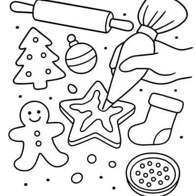 Kerstkoekjes Versieren Kleurplaat