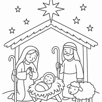 Kerststal Kleurplaat