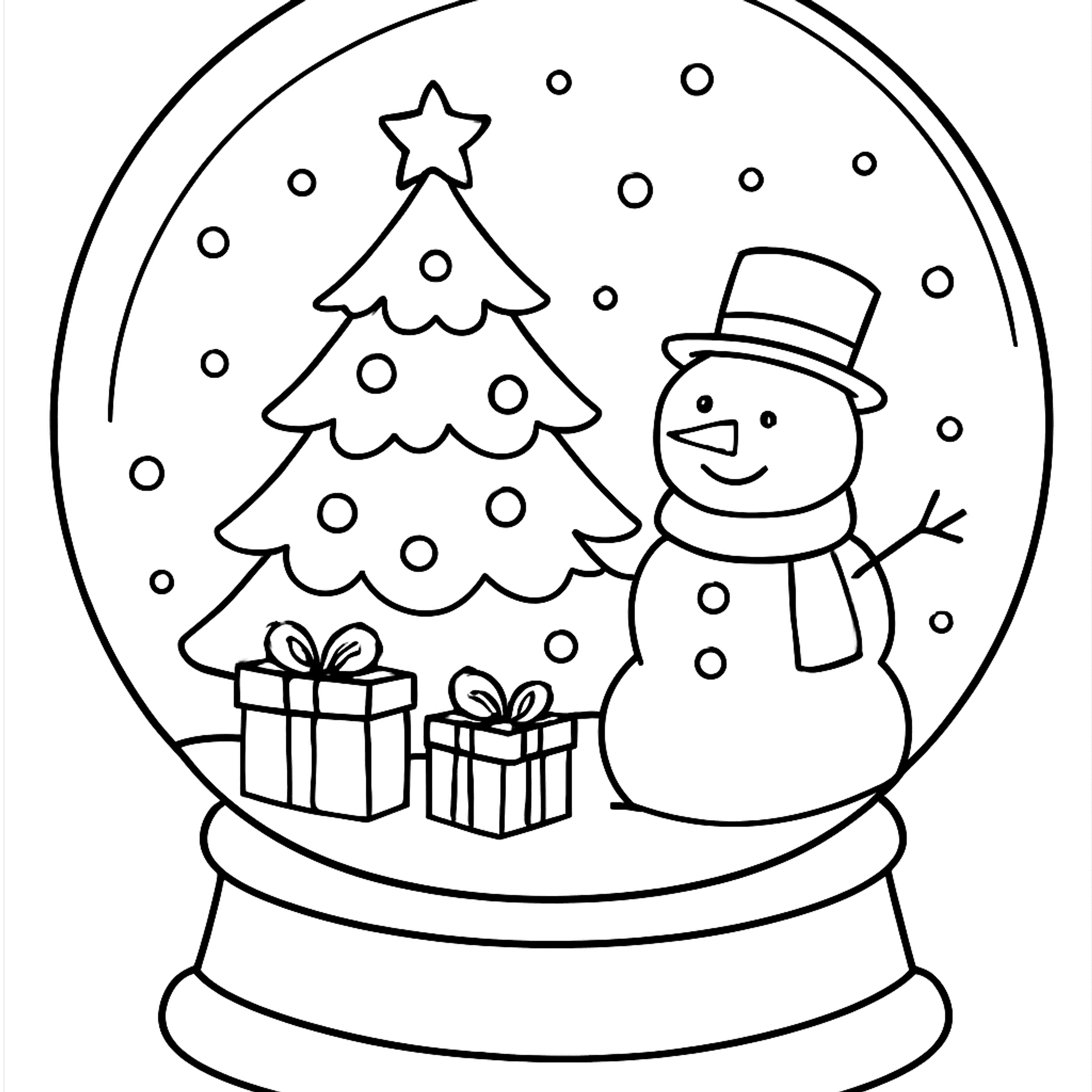 Kerst Sneeuwbol Kleurplaat
