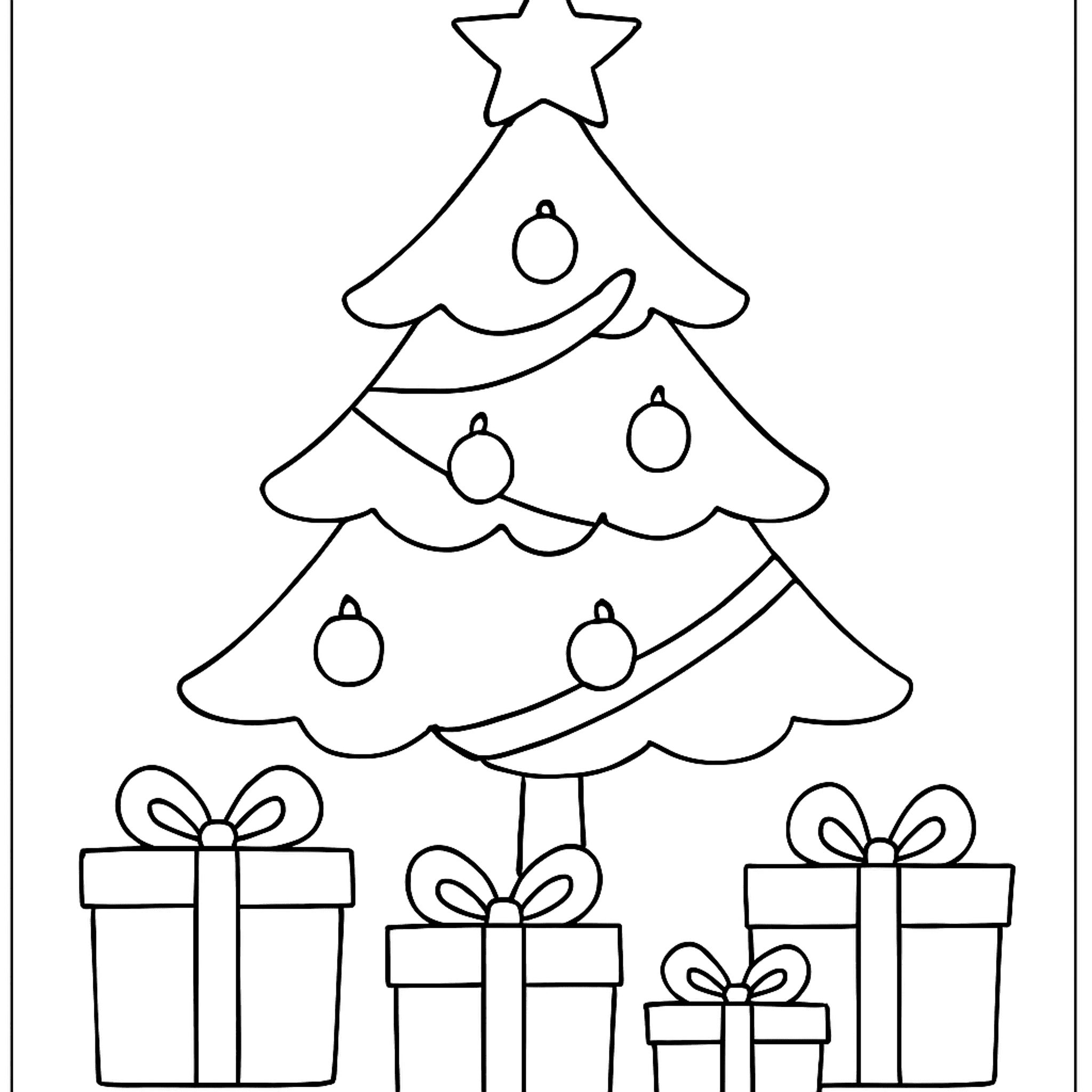 Kerstboom met Cadeaus Kleurplaat
