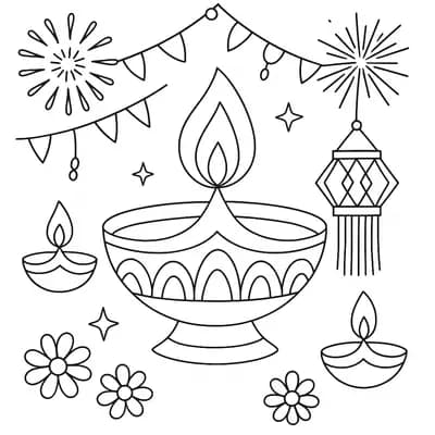 Diwali Lichtjes Kleurplaat