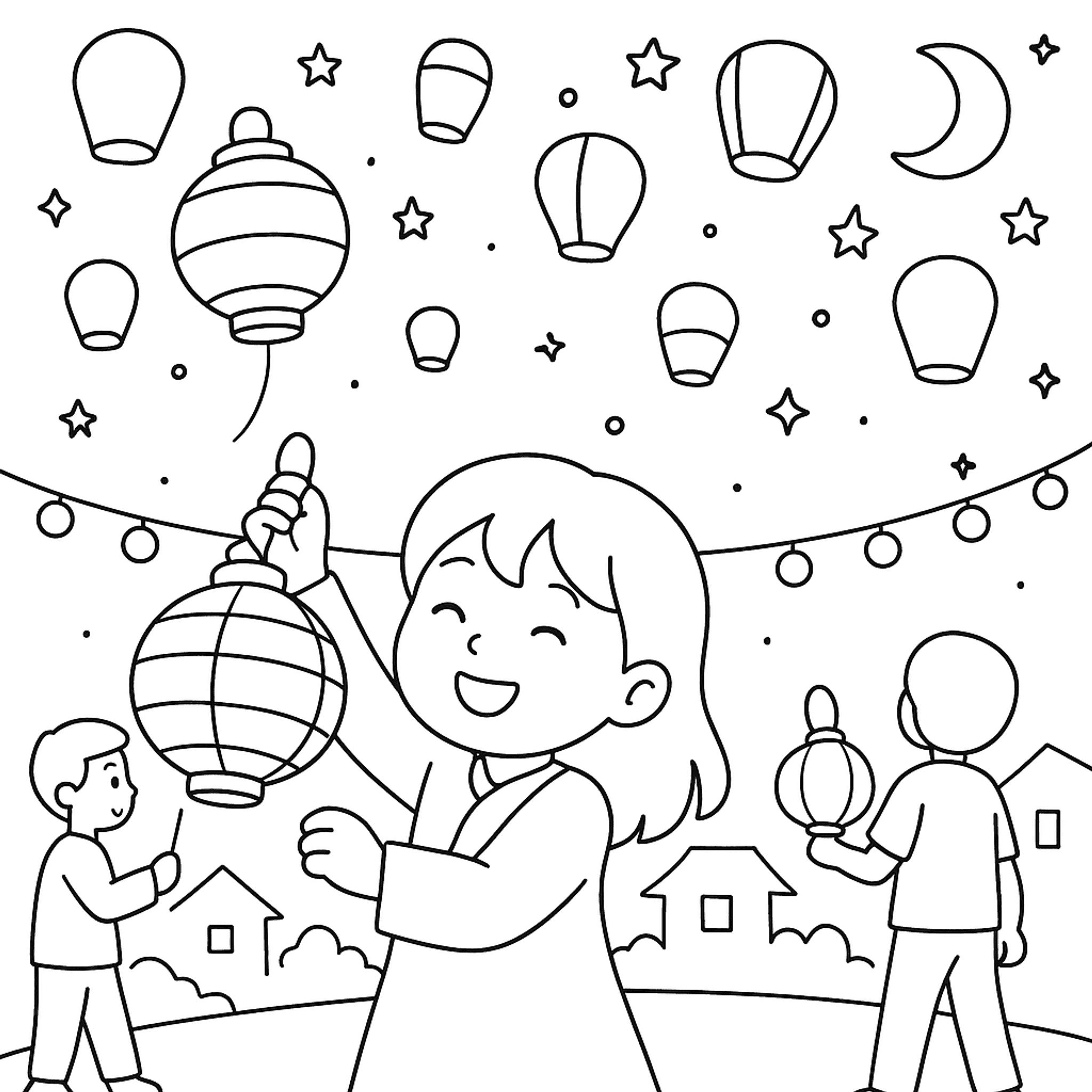 Lampionnenfestival Kleurplaat