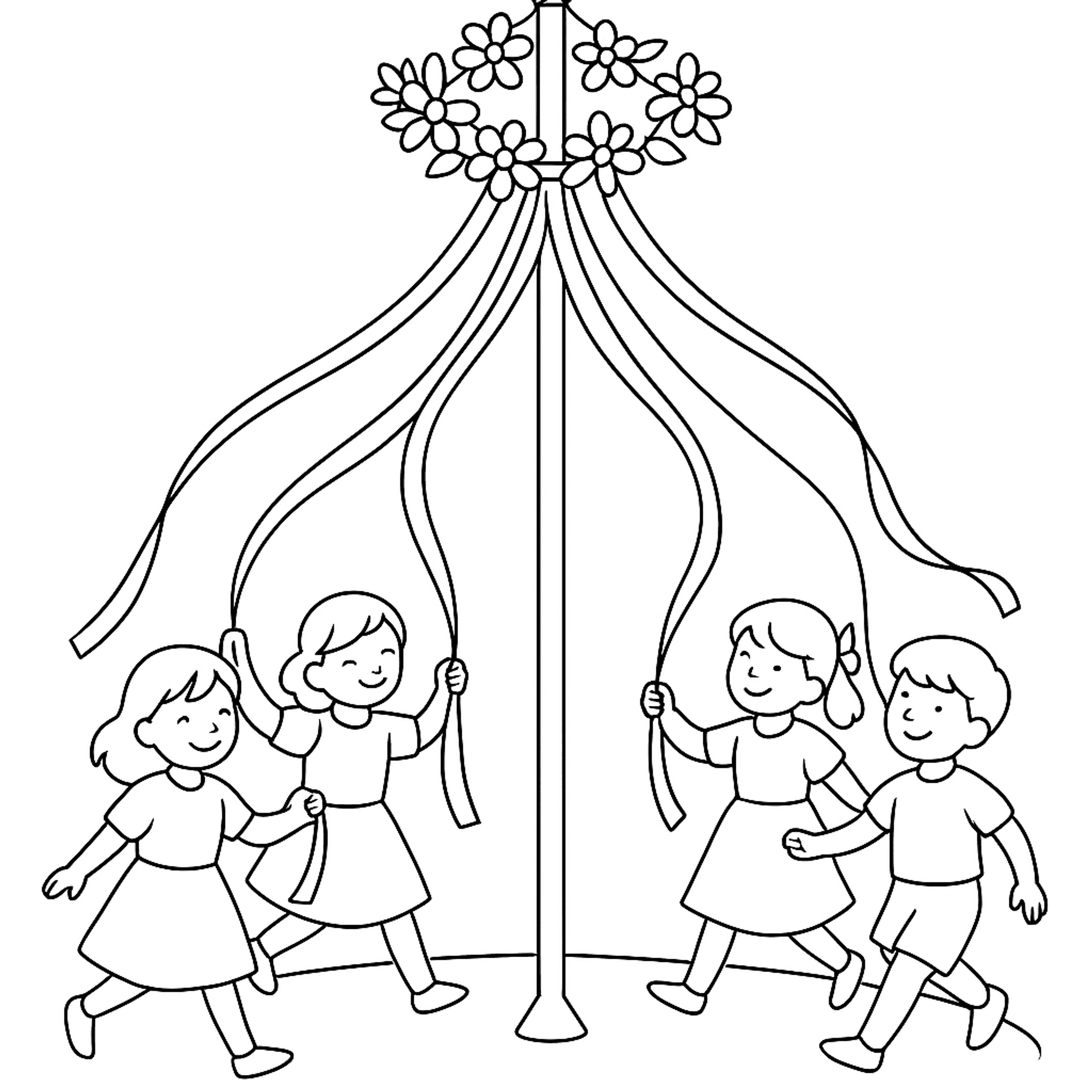 Meiboom Dansen Kleurplaat