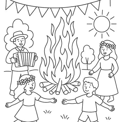 Midsummer Bonfire Festival Kleurplaat