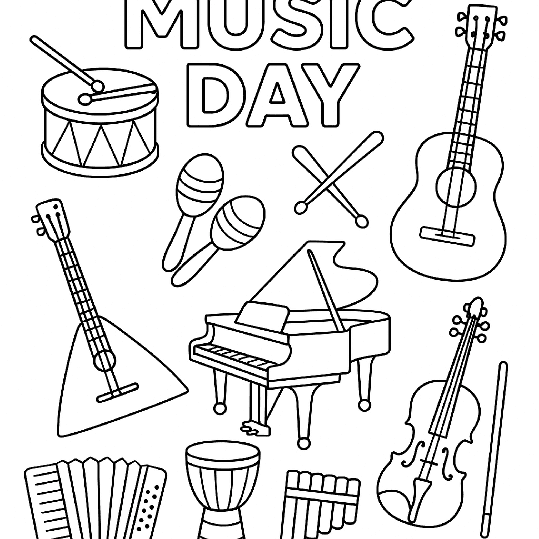 Music Day Kleurplaat