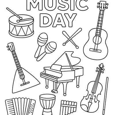 Music Day Kleurplaat