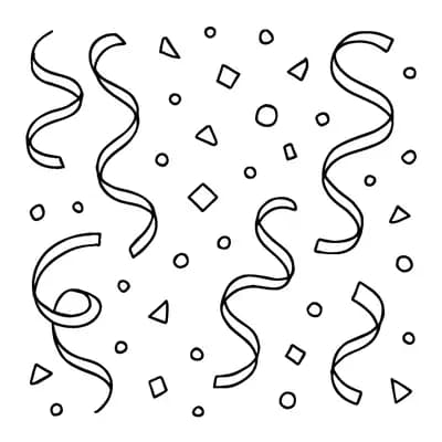 Feest met Confetti Kleurplaat