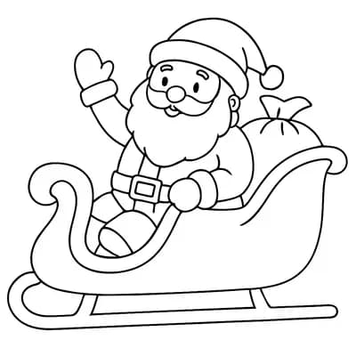 Kerstman in Slee Kleurplaat
