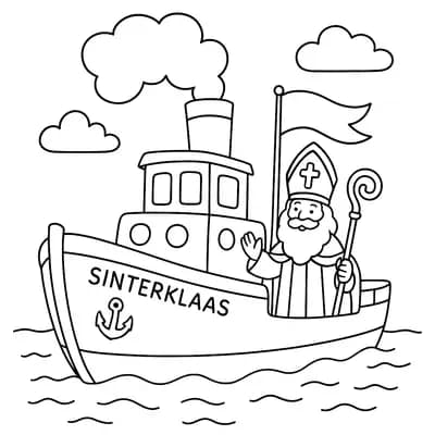Stoomboot Sinterklaas Kleurplaat