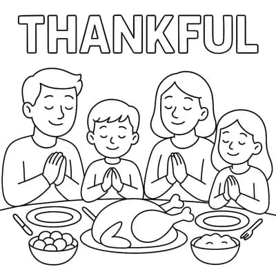 Thanksgiving Gratitude Family Kleurplaat