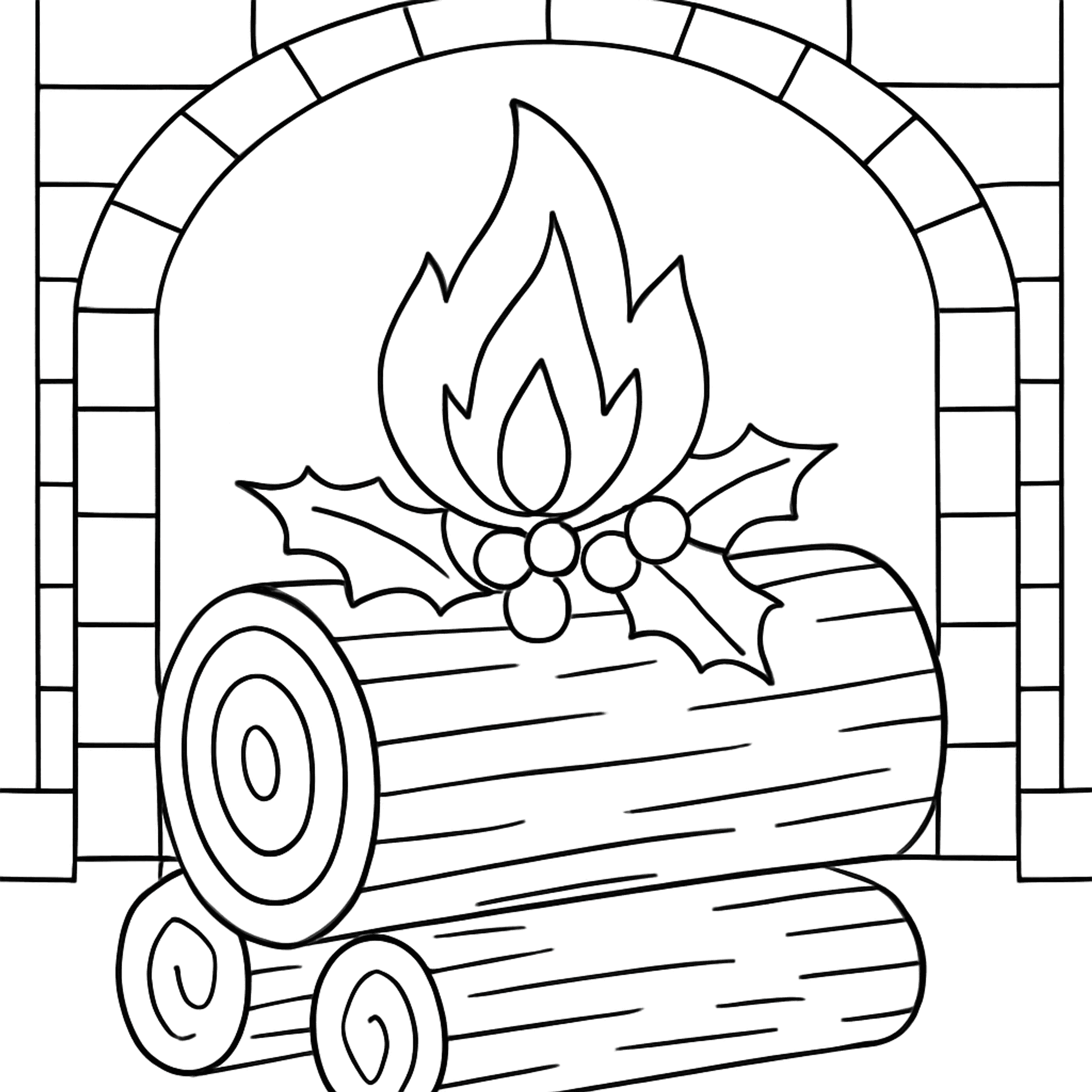 Wintersolstice Yule Log Kleurplaat