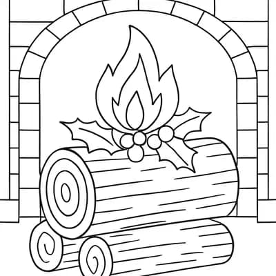 Wintersolstice Yule Log Kleurplaat