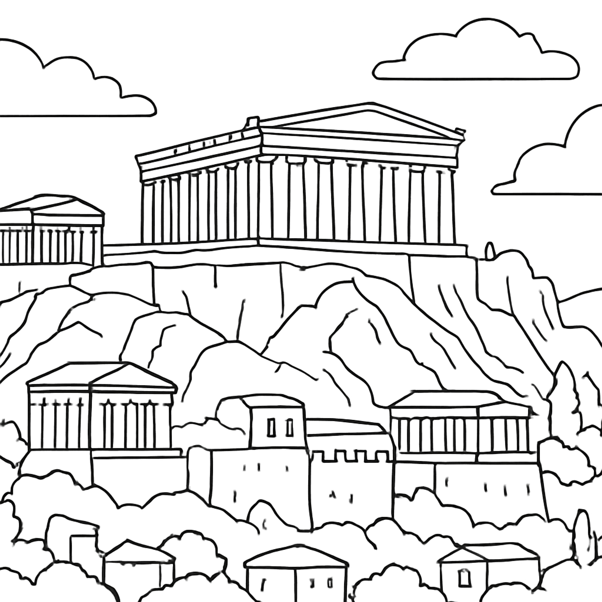 Acropolis Athens Kleurplaat