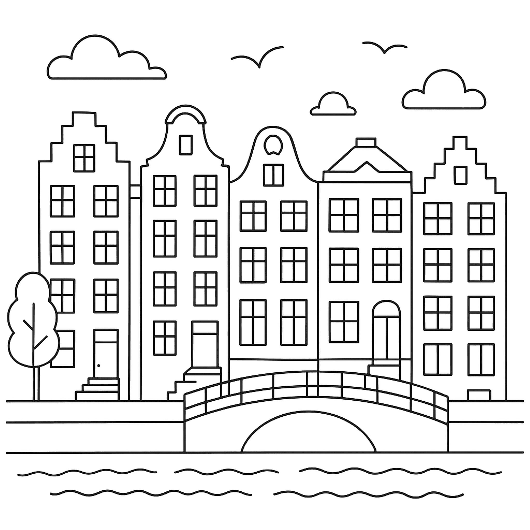 Grachtenpand Kleurplaat