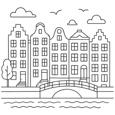 Grachtenpand Kleurplaat