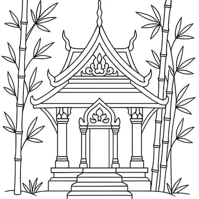 Bamboo Temple Kleurplaat