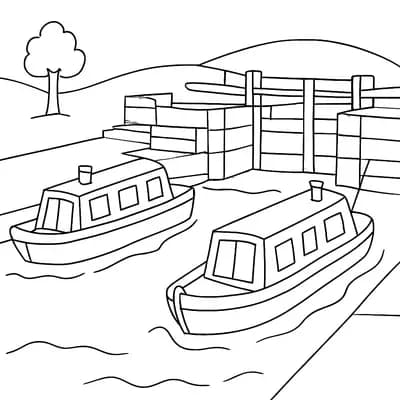 Canal Lock Kleurplaat