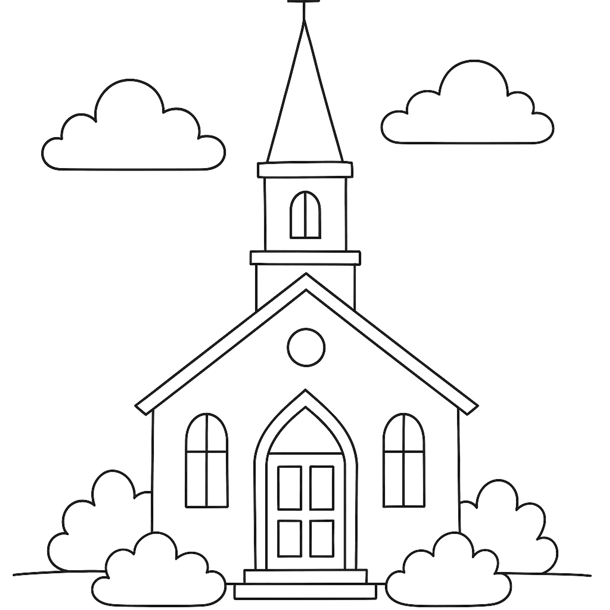 Kerk met Toren Kleurplaat