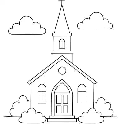 Kerk met Toren Kleurplaat