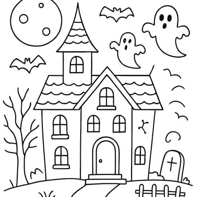 Spookhuis Kleurplaat