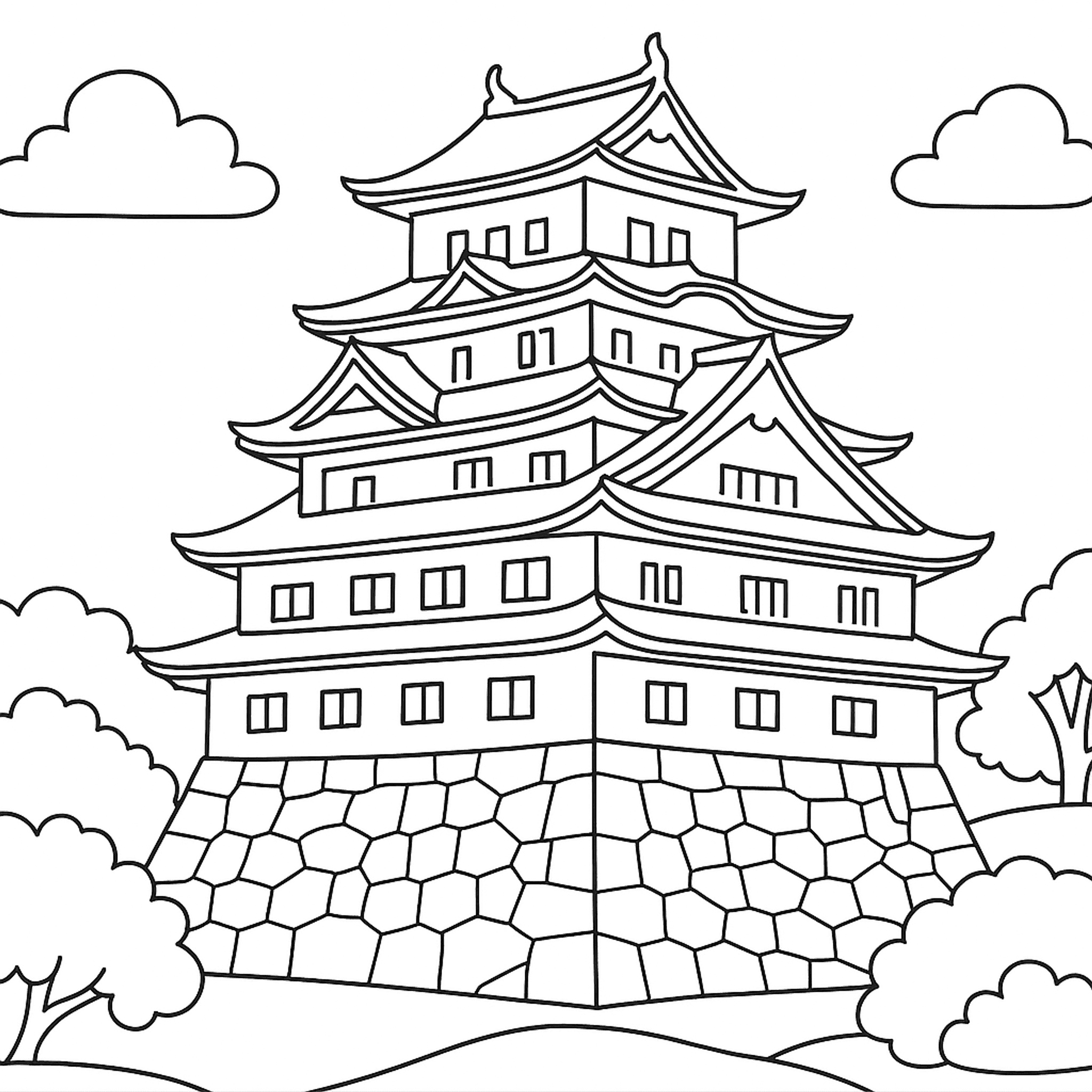 Japanese Castle Kleurplaat