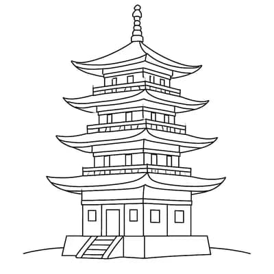 Japanse Tempel Kleurplaat