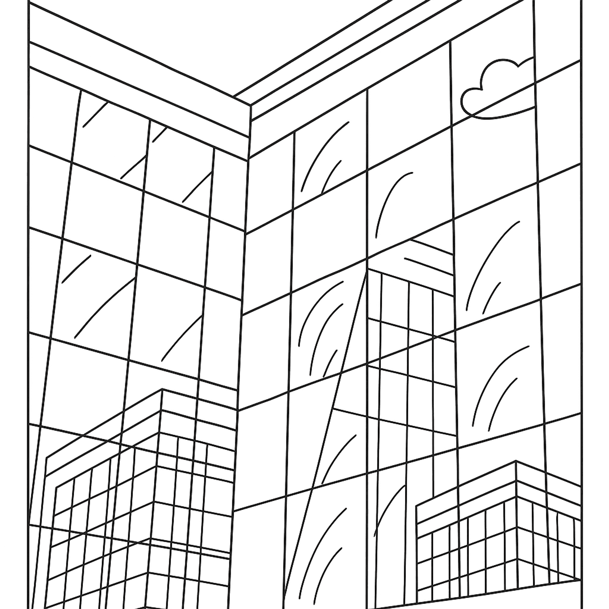 Glazen Gebouw Kleurplaat