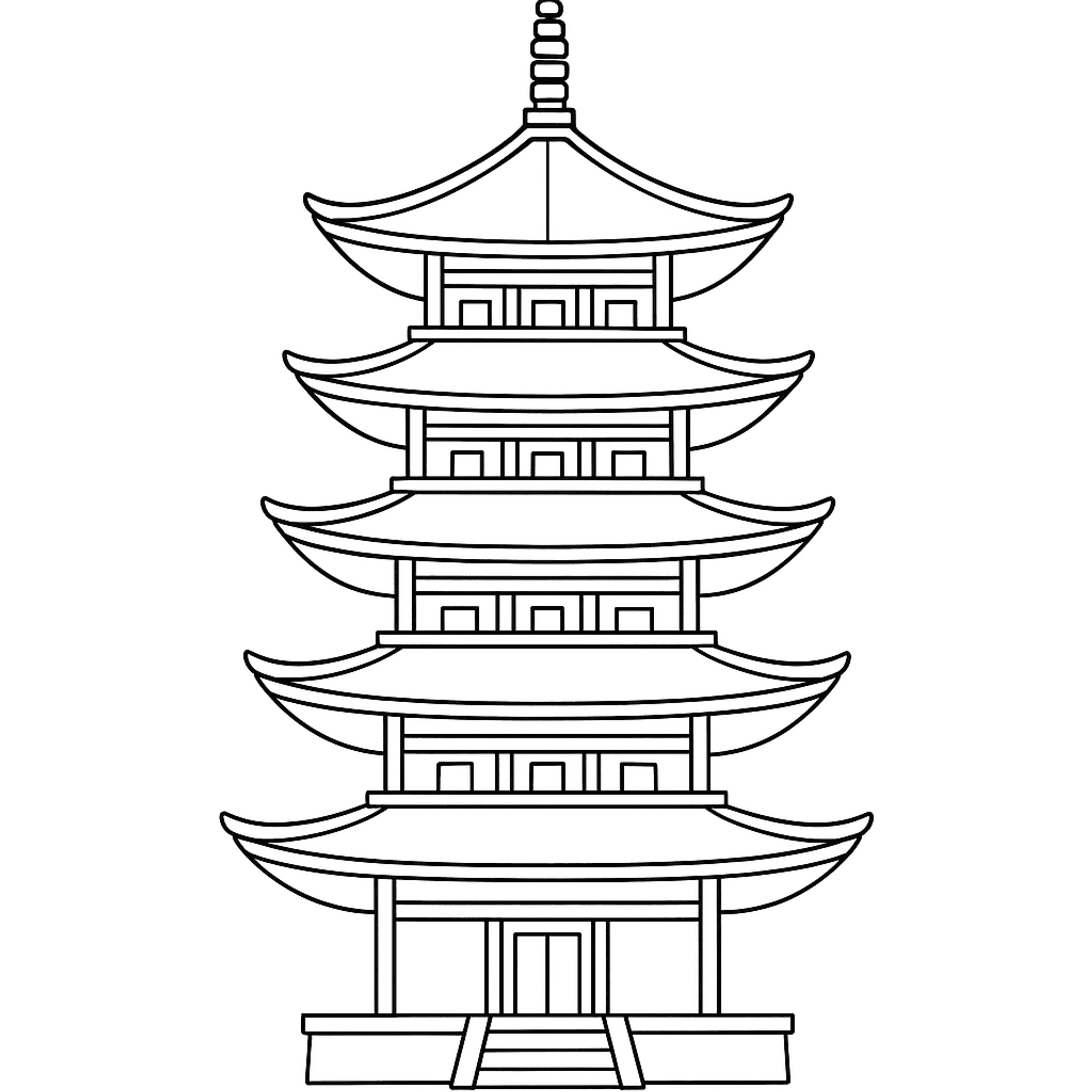 Vijf-laags Pagoda Kleurplaat