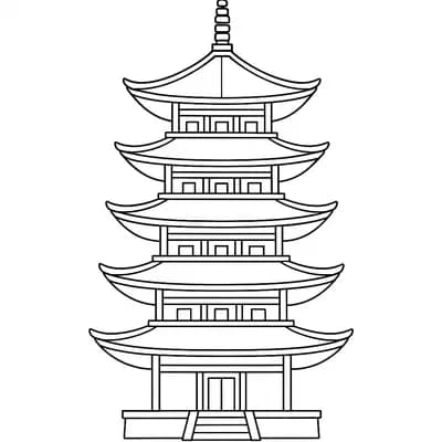 Vijf-laags Pagoda Kleurplaat