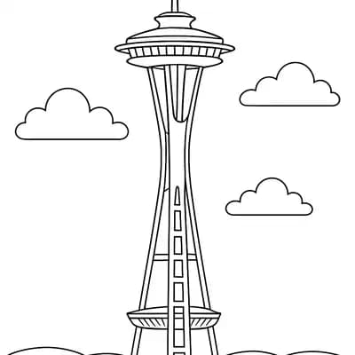 Space Needle Kleurplaat