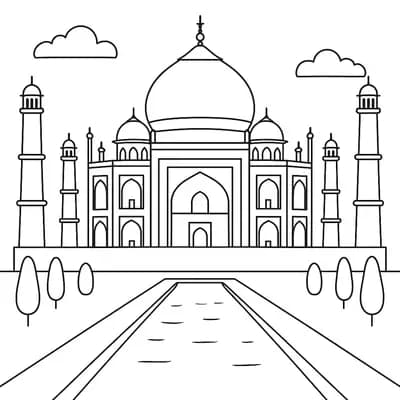Taj Mahal Kleurplaat
