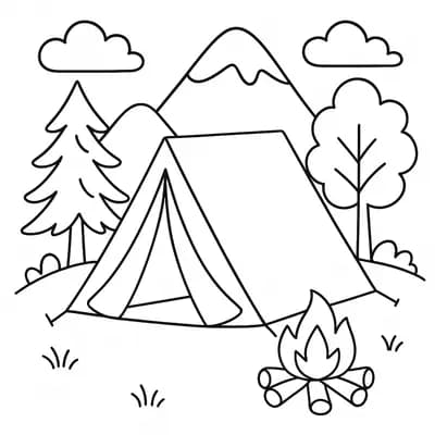 Kampeertent Kleurplaat