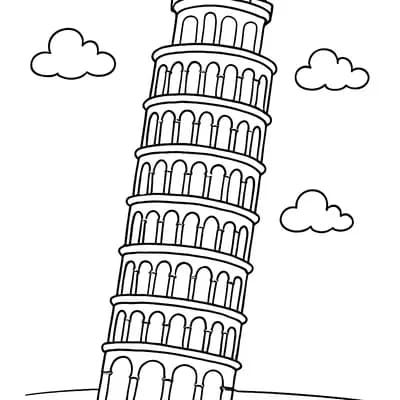 Toren van Pisa Kleurplaat