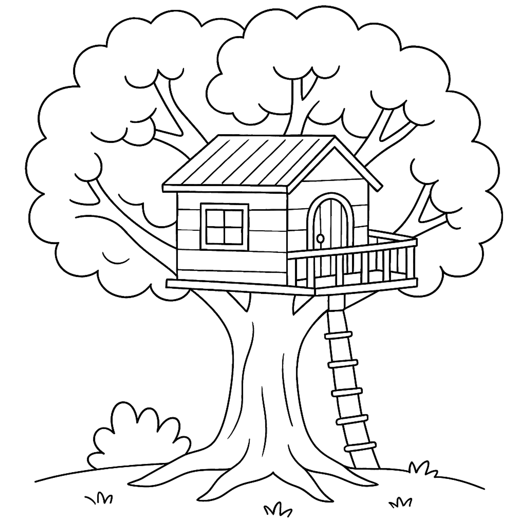 Boomhut Kleurplaat