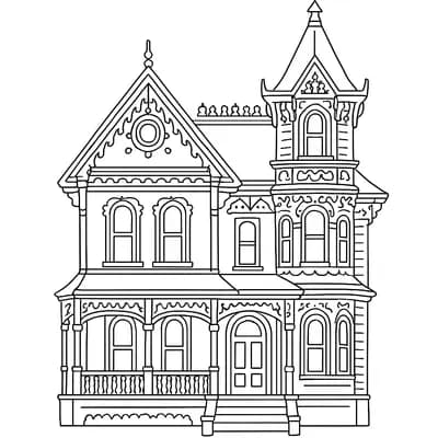 Victorian Mansion Kleurplaat