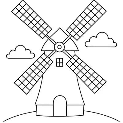 Nederlandse Molen Kleurplaat
