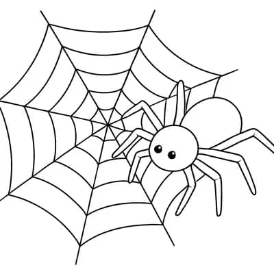 Spin met Web Kleurplaat